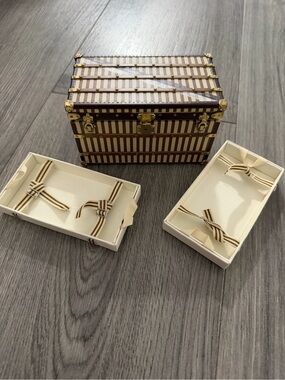 Louis Vuitton Brown and Cream Mini Trunk Jewelry Box